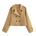 Women's new fashion lapel short double breasted Windbreaker coat