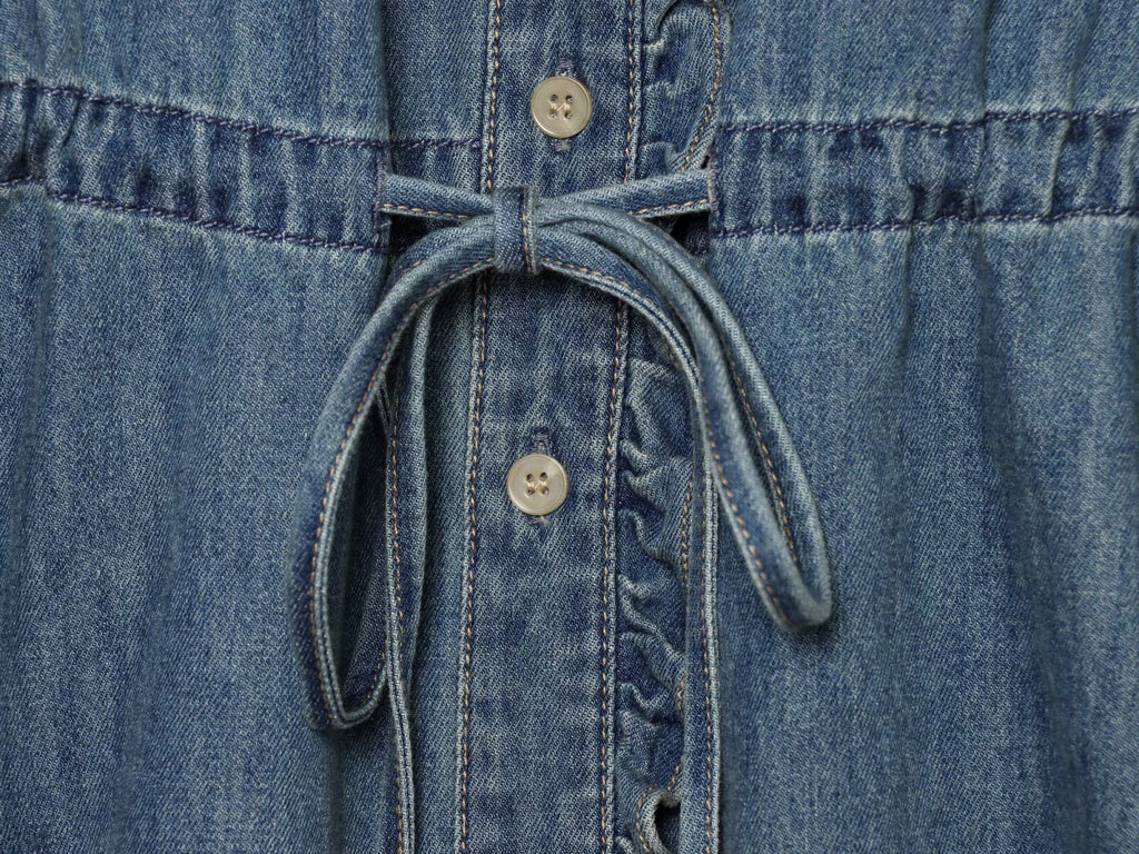 Women's ruffled waistband decorative denim shirt