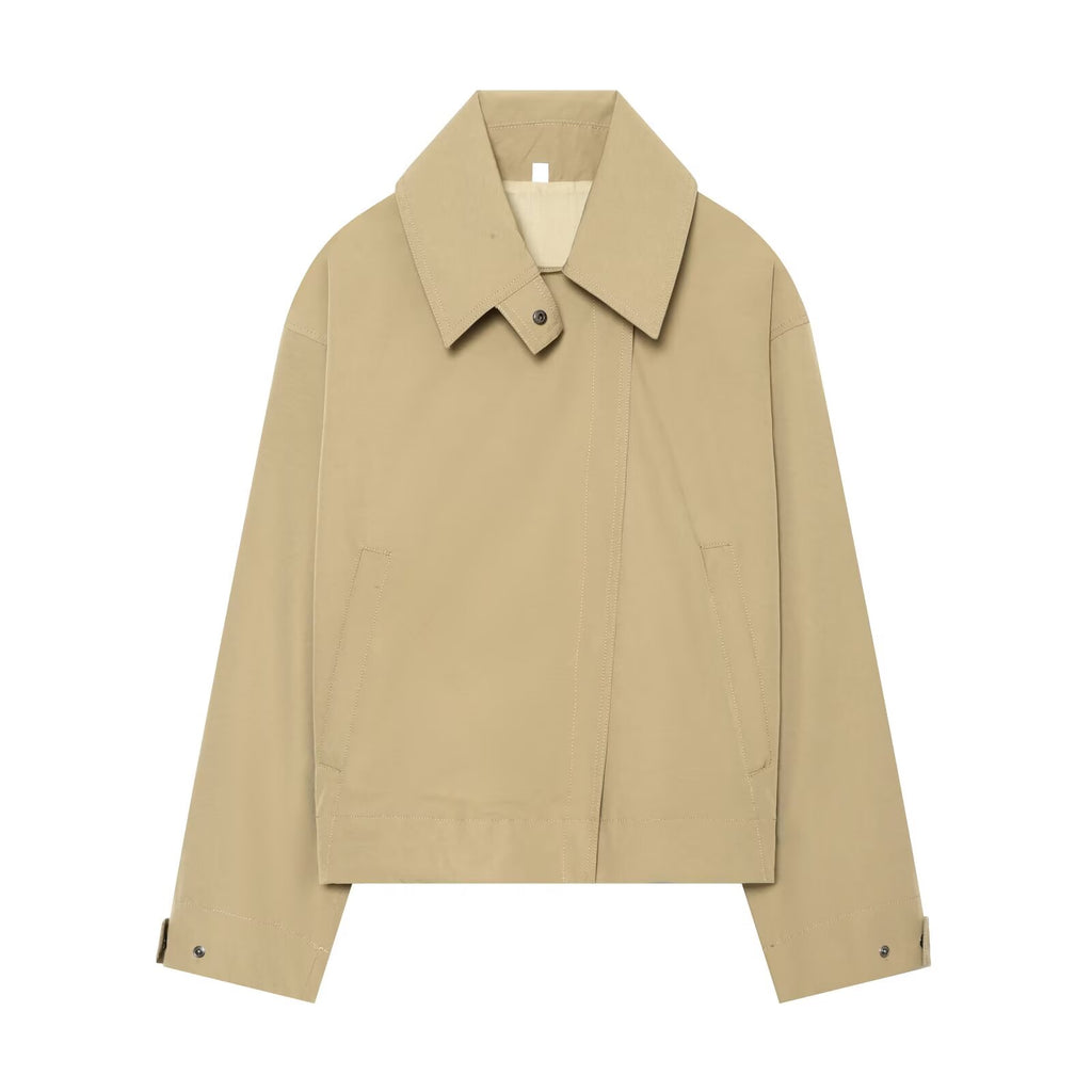 Women's casual lapel windbreaker jacket