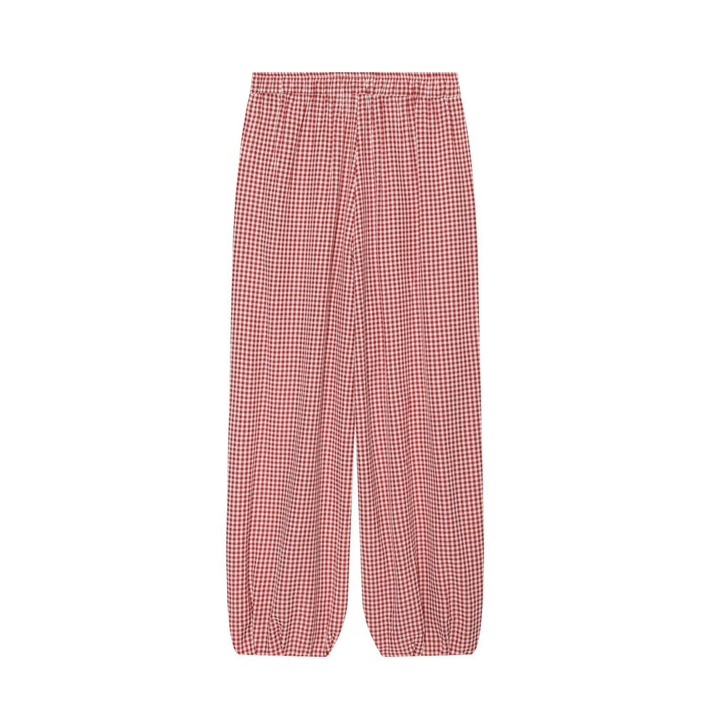 Women's casual plaid lantern pants