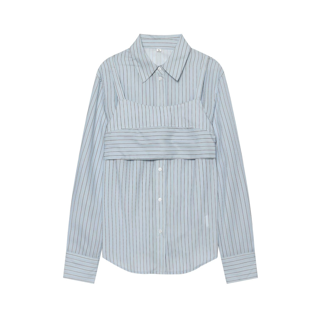 Women's layered decorative striped shirt