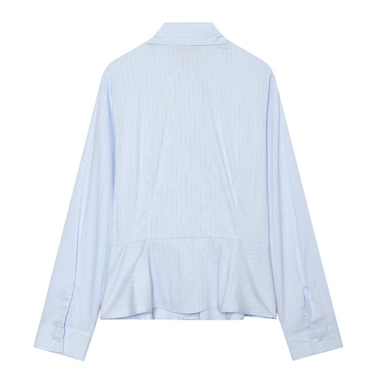 Women's bow decoration stand collar striped shirt