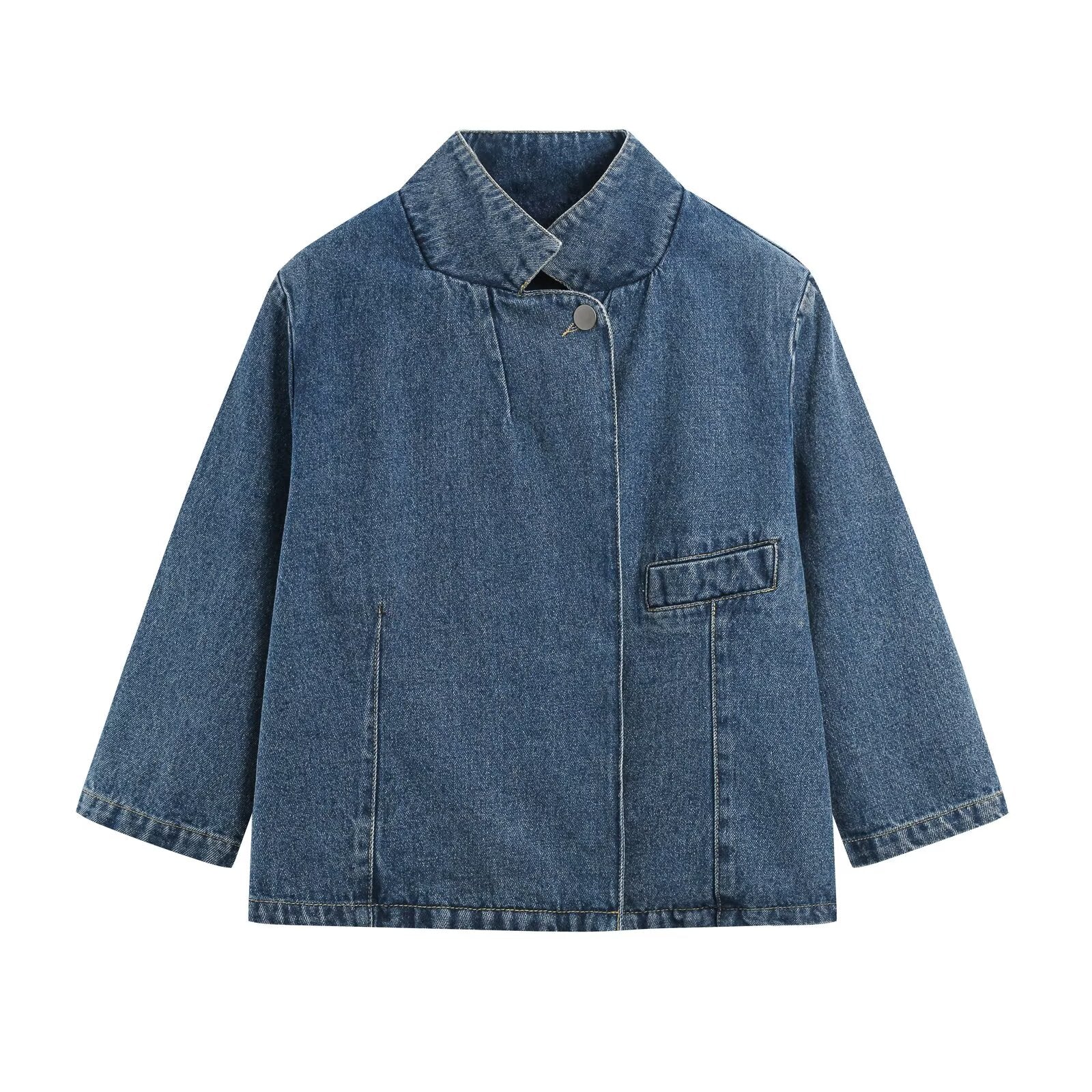 suit Women's 2 pieces short denim Blazer Coat +high waisted flared jeans