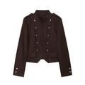 Women's short standing collar double breasted jacket