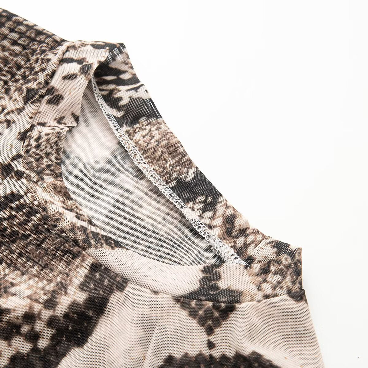 Women's animal print mesh Midi dress