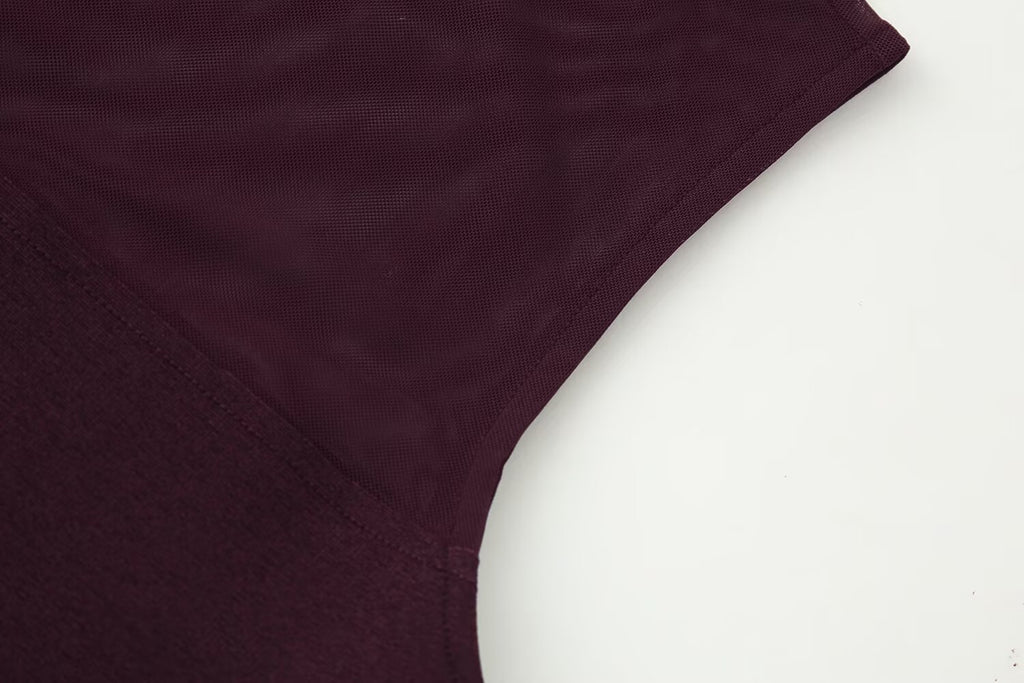 Women's sexy patchwork tulle bodysuit