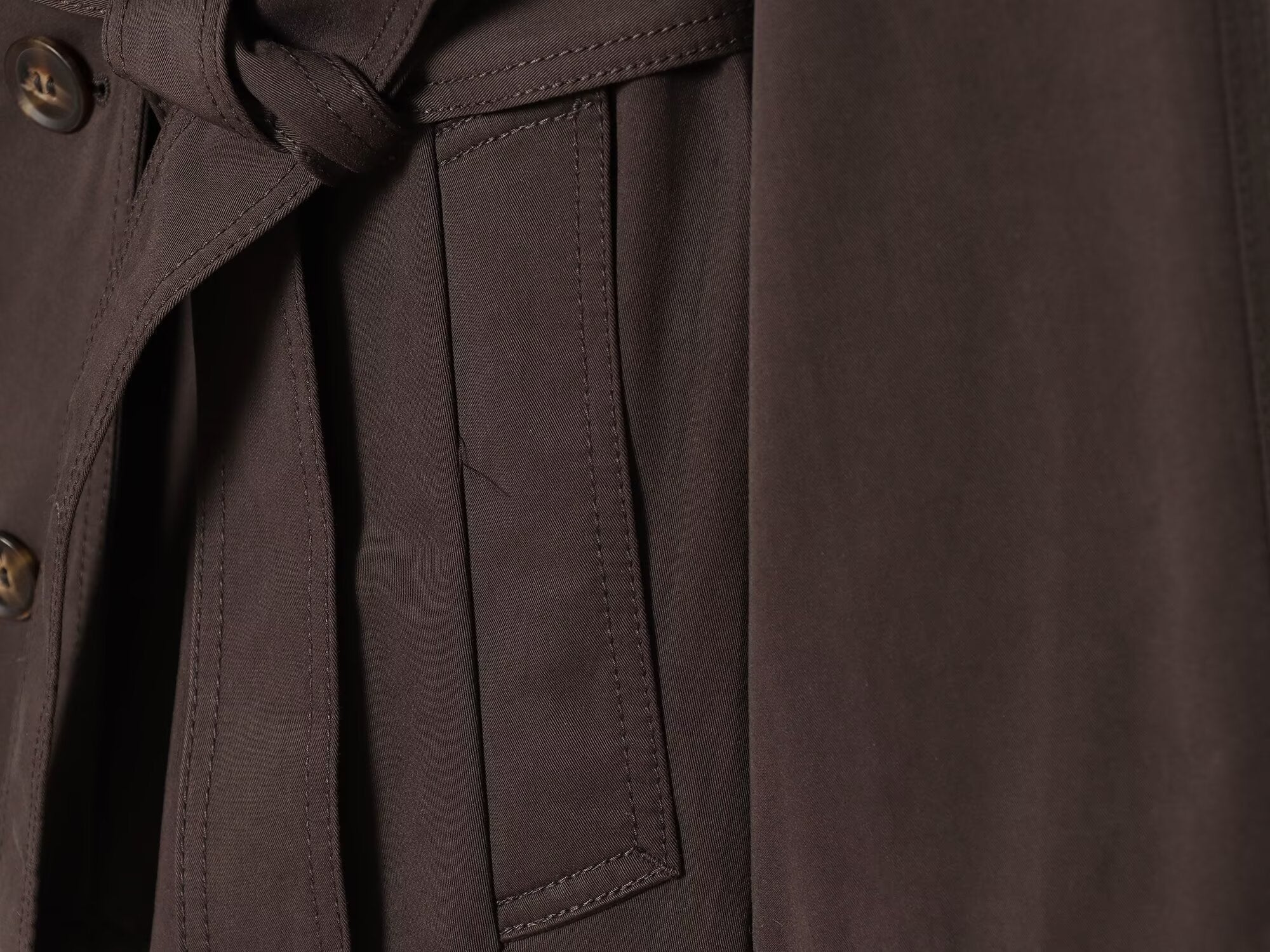 Women's with Belt casual stand collar twill coat
