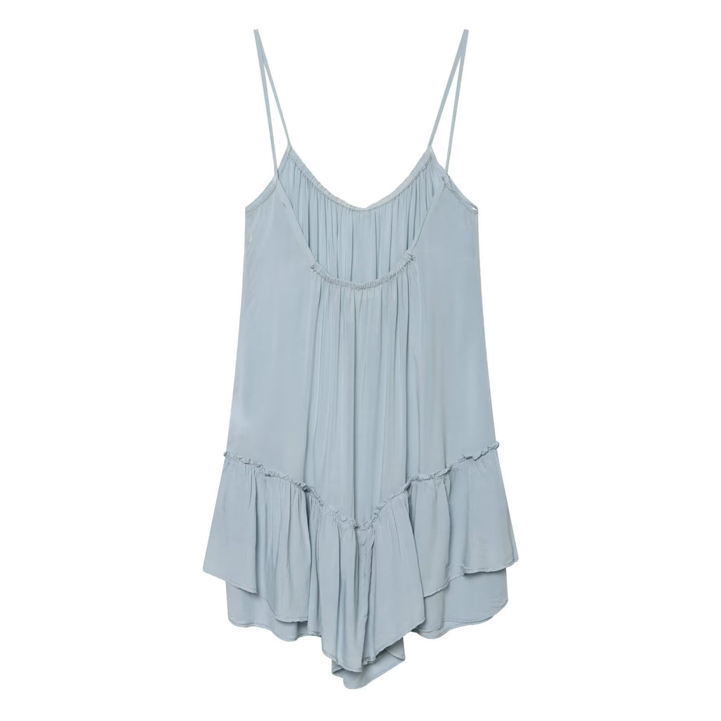 Women's layered decorative suspender mini dress