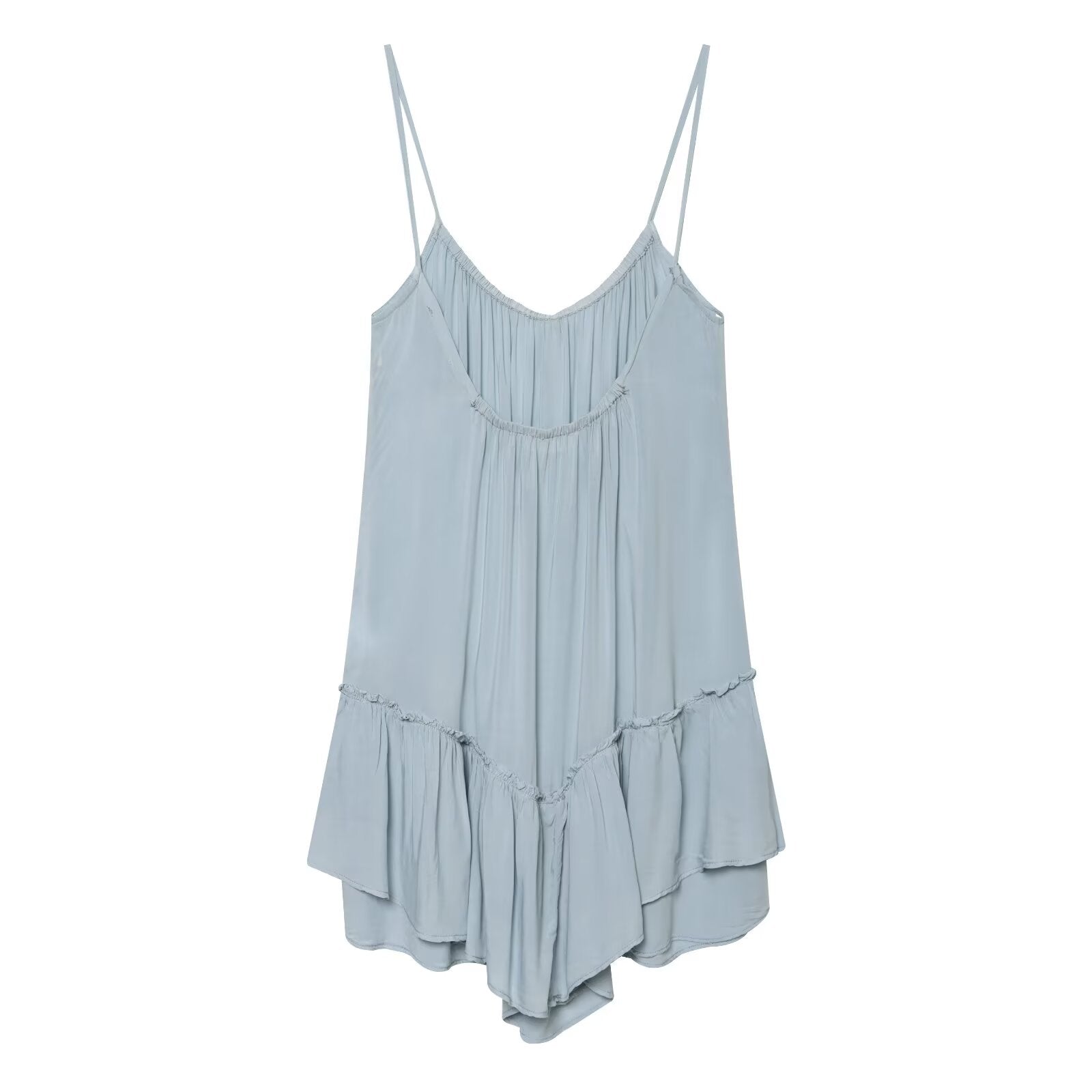 Women's layered decorative suspender mini dress