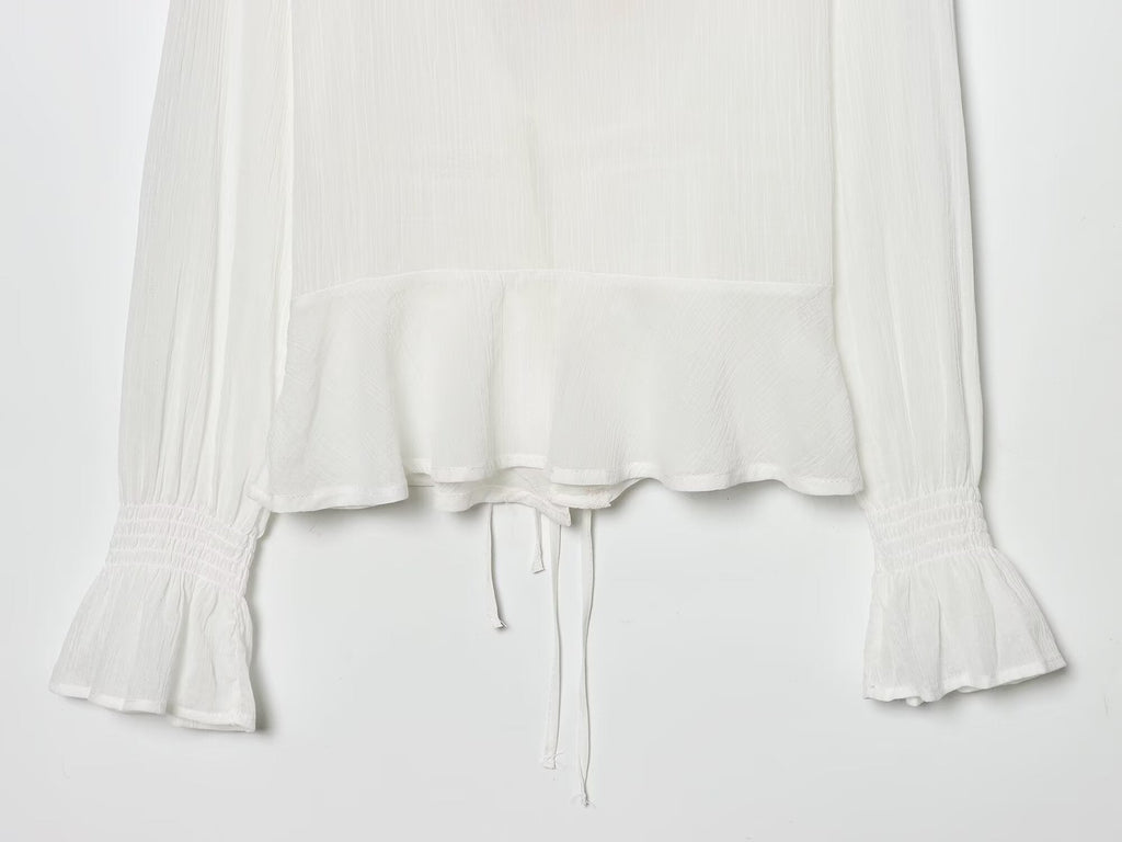 Women's layered decorative embroidered chiffon shirt
