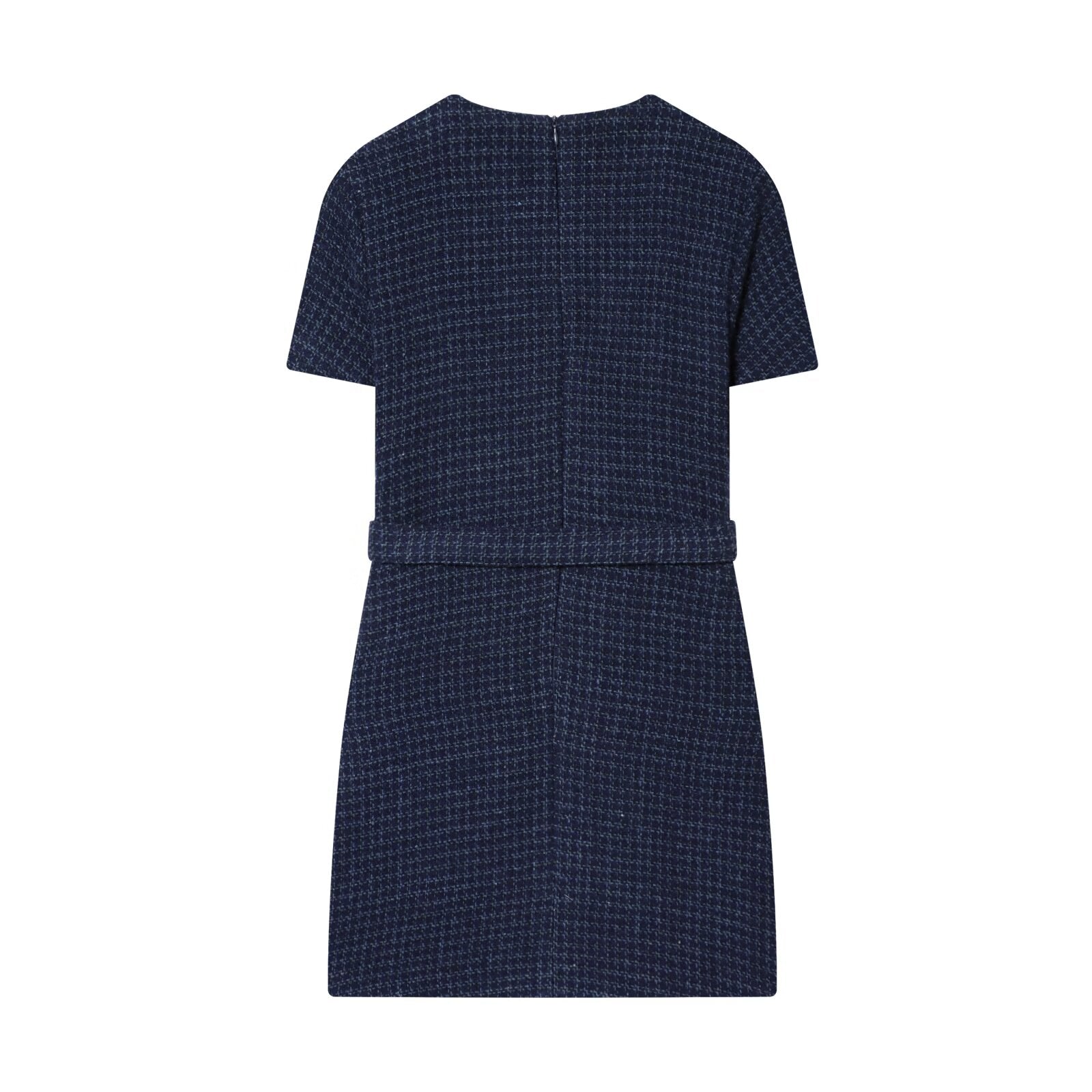 Women's With Belt Short Sleeve plaid Mini Dress