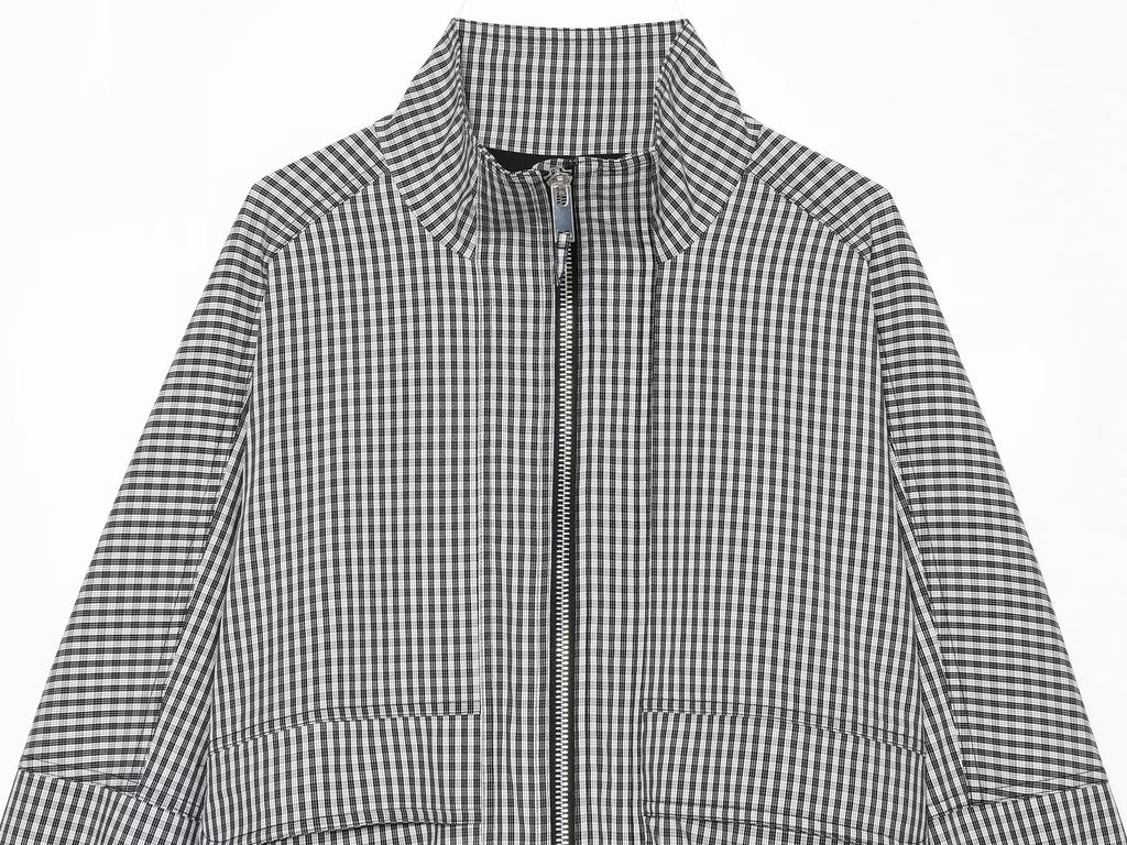 Women's contrasting plaid stand collar Coat