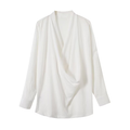 Women's draped Swing collar long sleeved shirt