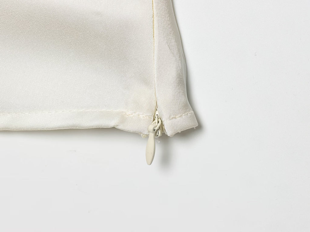 Women's satin textured short button top