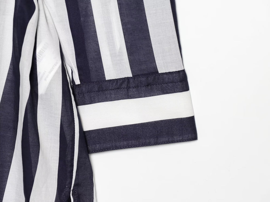 Women's With Belt Long Style Striped Shirt