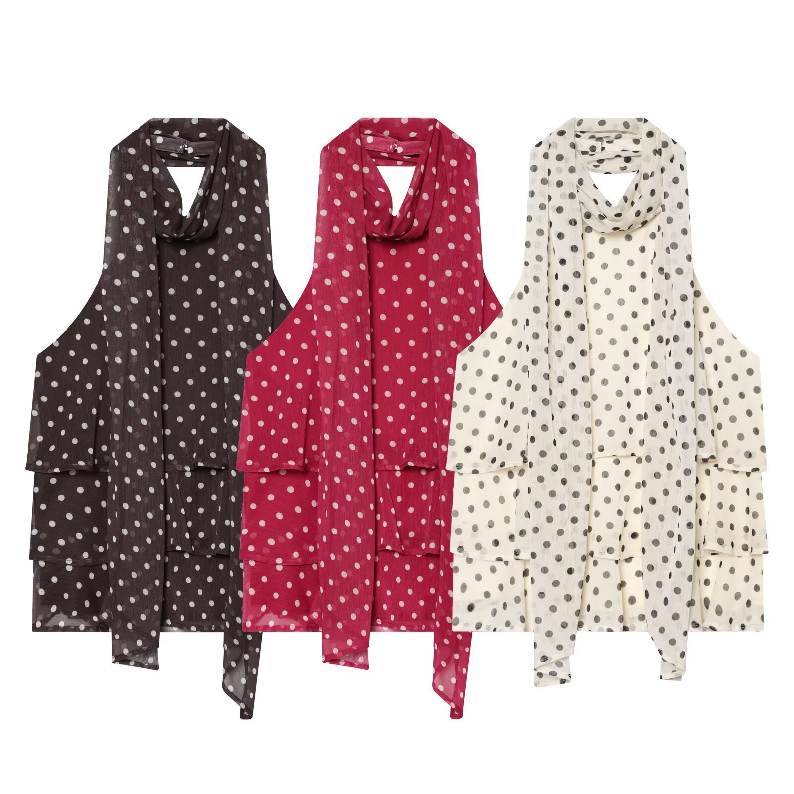 Women's polka dot hanging neck top