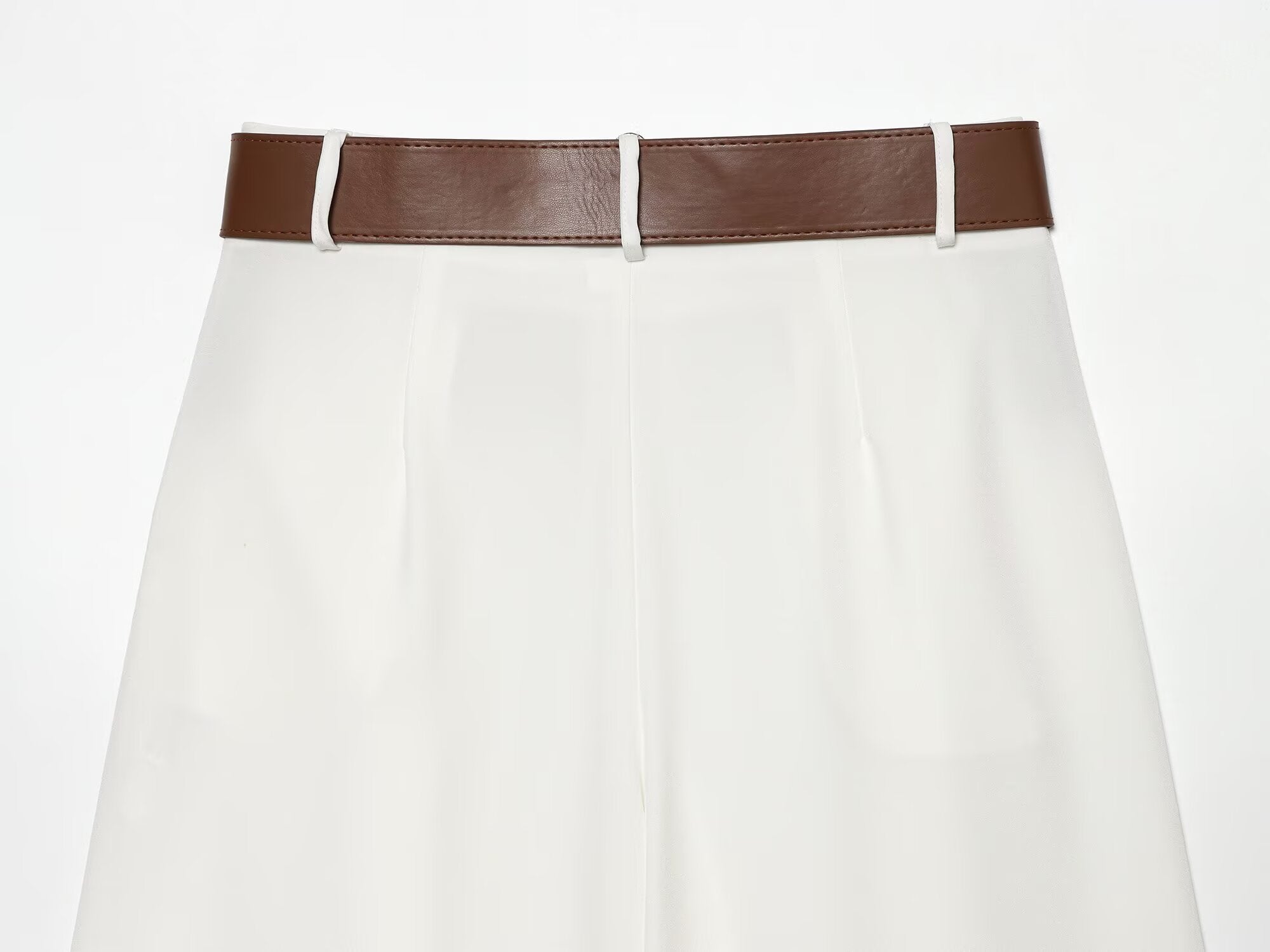 Women's with Belt casual pleated wide leg pants
