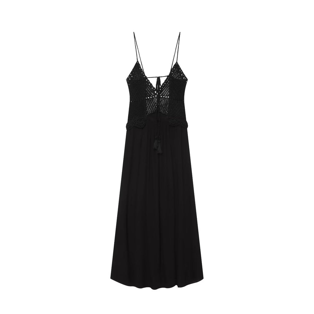Women's crochet spliced knitted dress