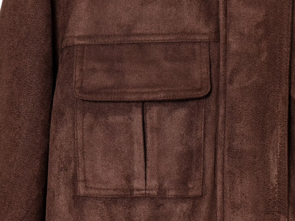 Women's suede waist cinched drawstring jacket Coat