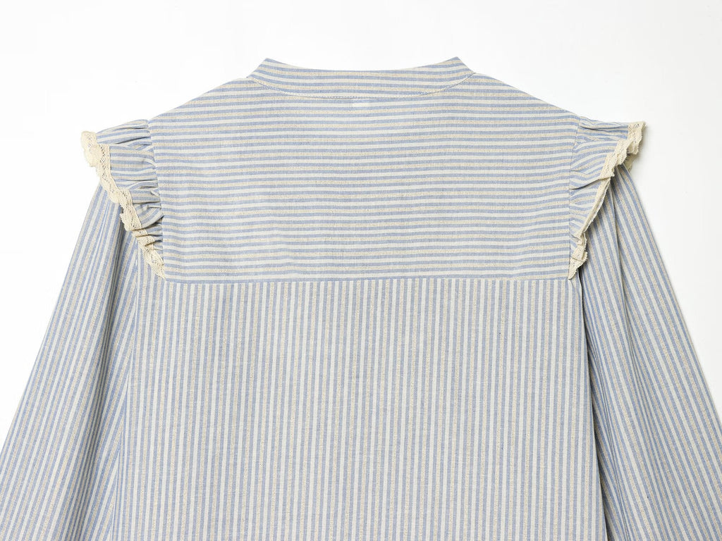 Women's metallic layered decorative striped shirt