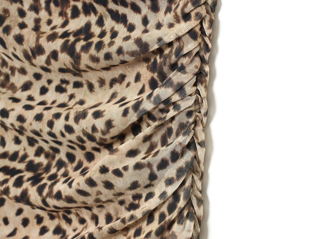 Women's animal print pleated tulle dress