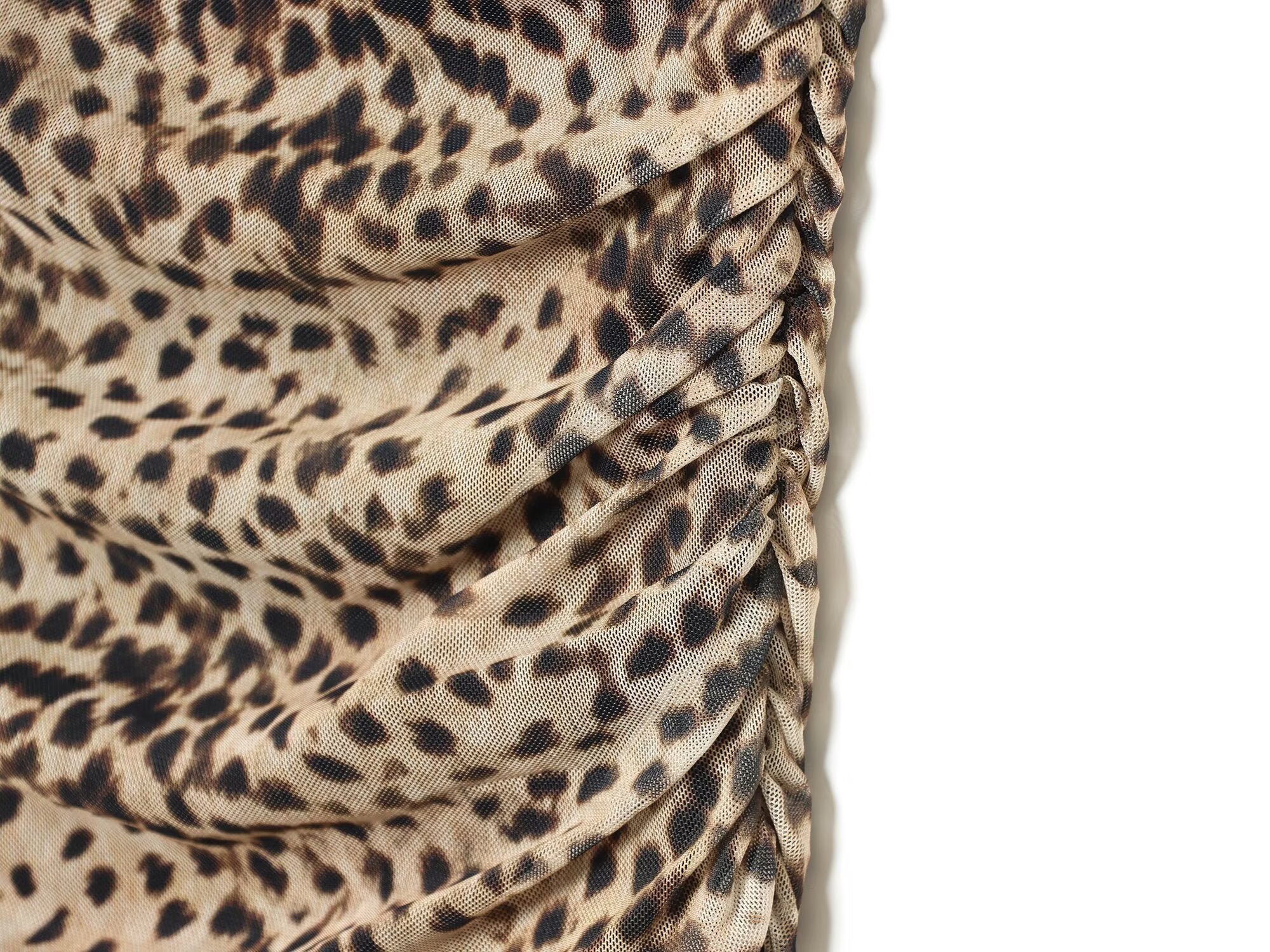 Women's animal print pleated tulle dress