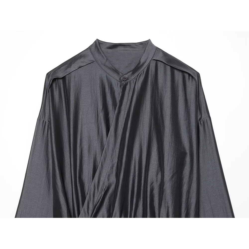 Women's lace up decorative casual draped shirt
