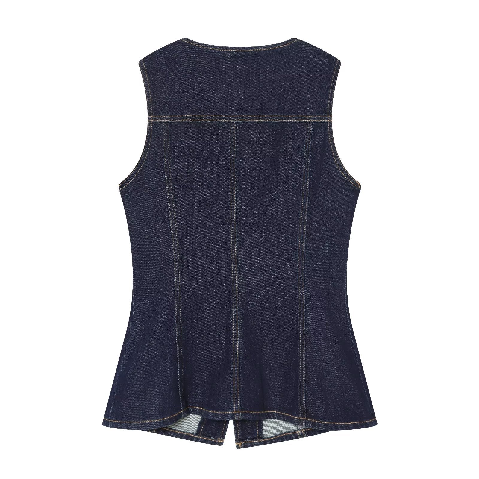 Women's slim single breasted denim vest