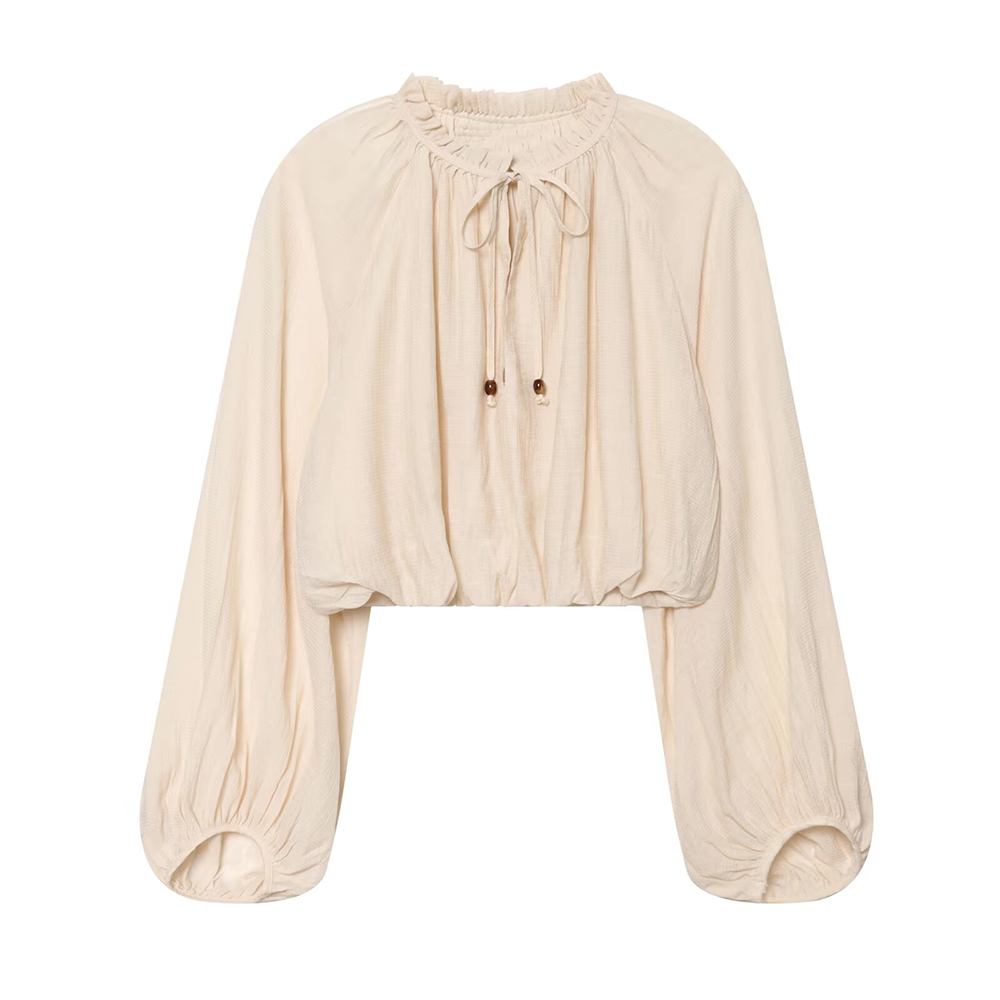 suit Women's 2 pieces bow decoration lantern sleeve top+Skirts