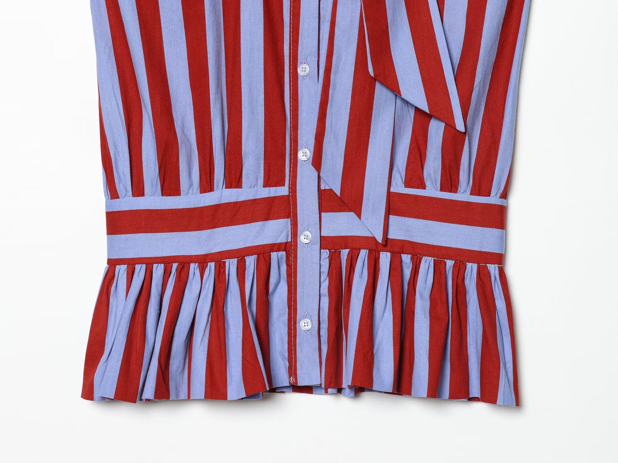 Women's bow tie decoration sleeveless striped shirt