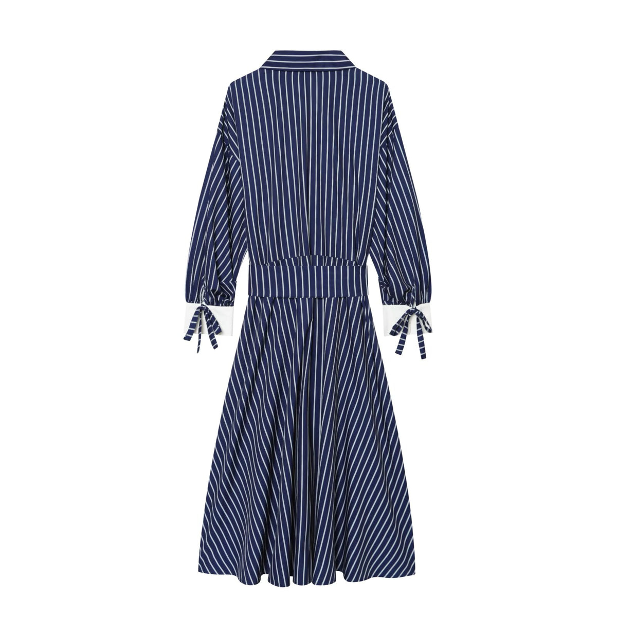 Women's with belt striped shirt style dress