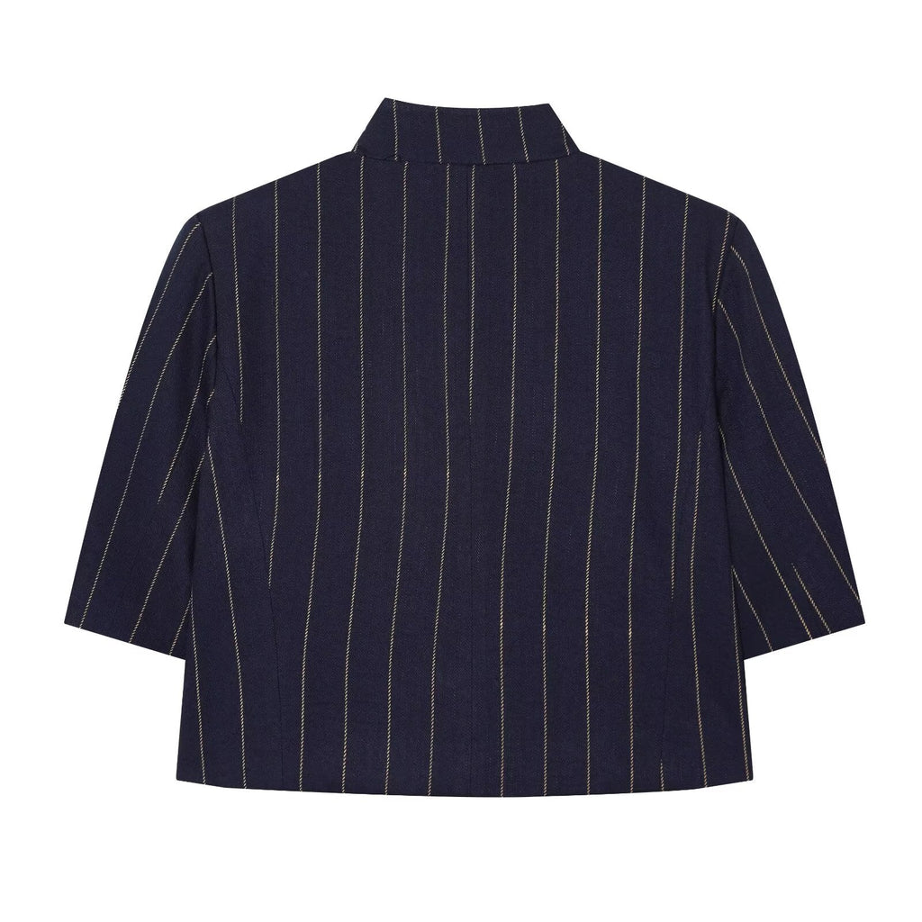 suit Women's 2 pieces linen blend striped jacket+Pants