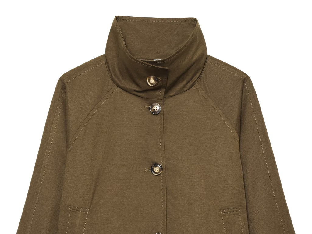 Women's casual stand collar twill coat