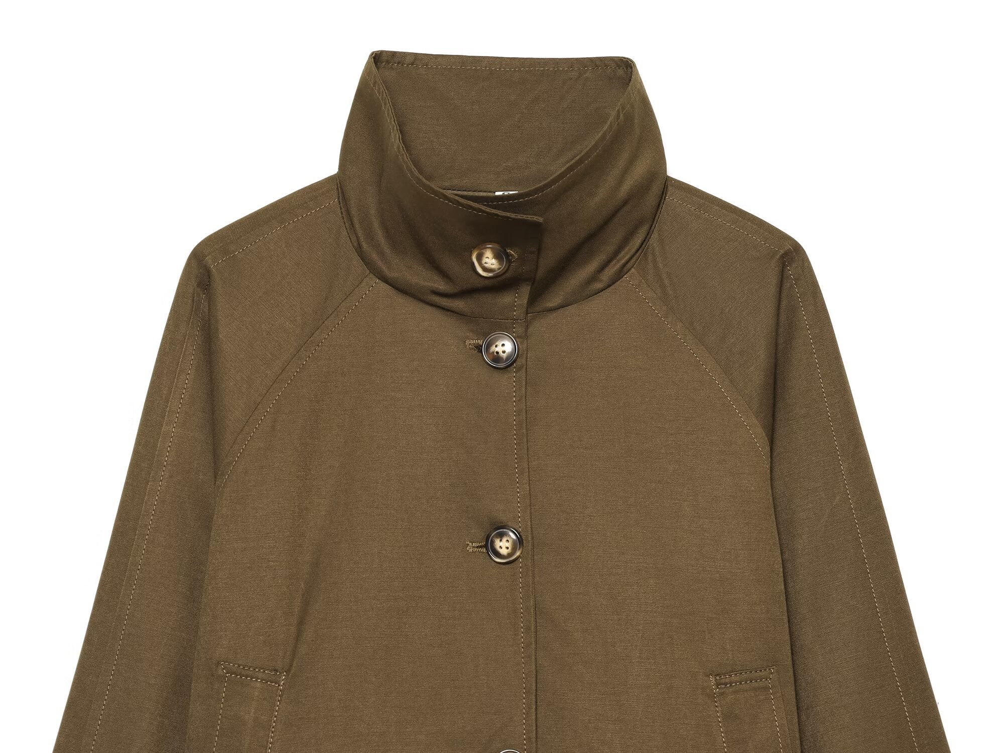 Women's casual stand collar twill coat