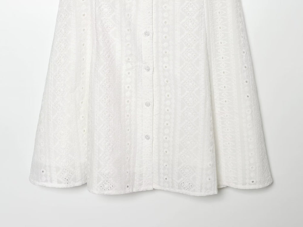 Women's hollow embroidery mini dress