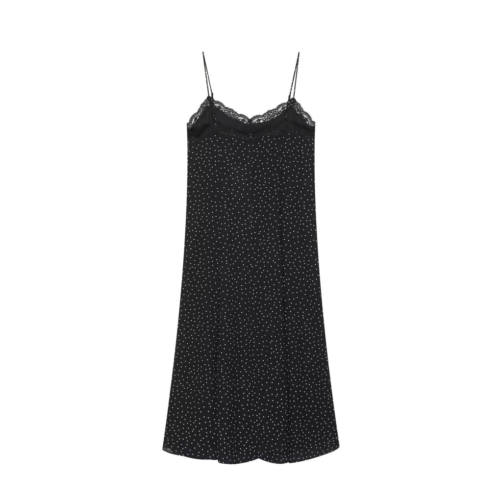 Women's polka dot printed slit dress