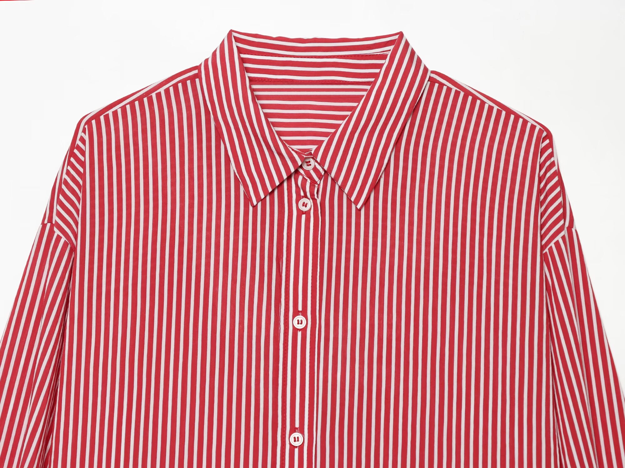Women's patchwork cuffs loose striped shirt