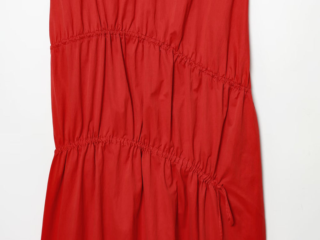 Women's bow decoration sleeveless MIDI dress
