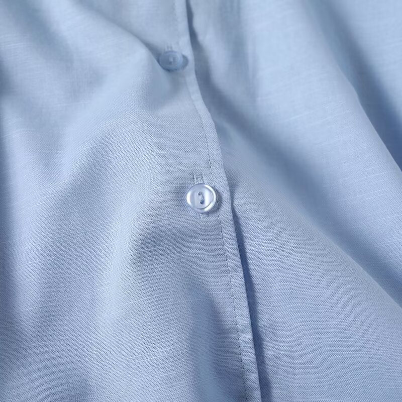 Women's casual linen blend short sleeved shirt