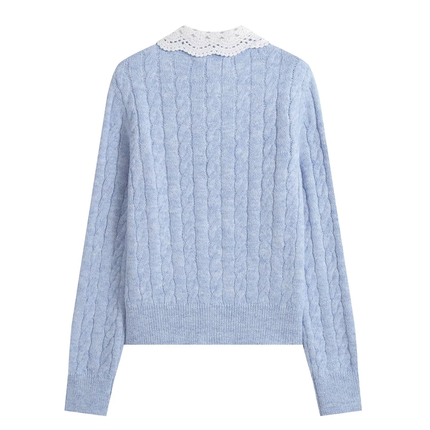 Women's doll collar crochet knitted cardigan