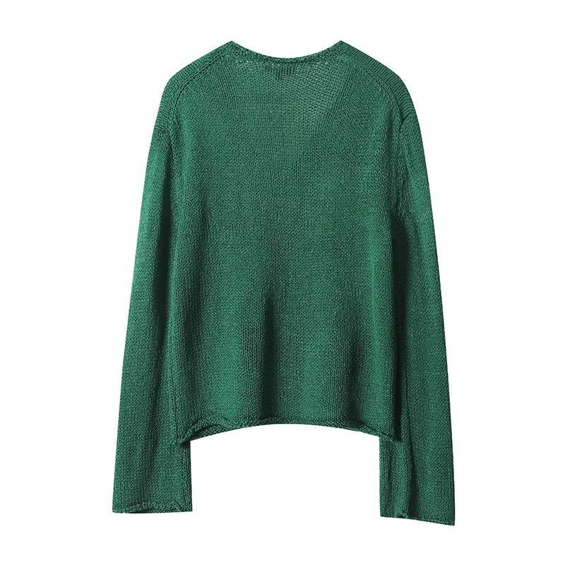 Women's casual versatile V-neck knitted sweater