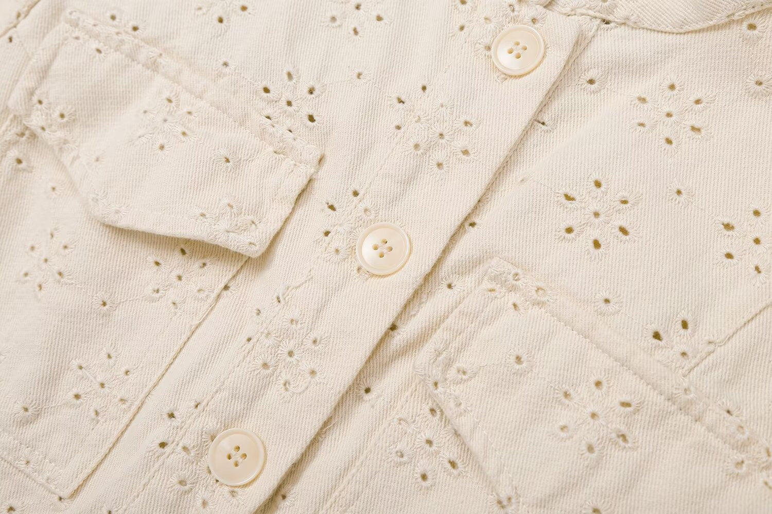 Women's flip pocket decoration hollow jacket Coat