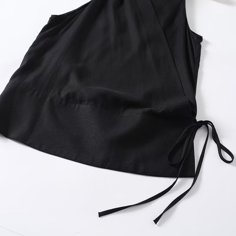 Women's lace up decorative sleeveless top
