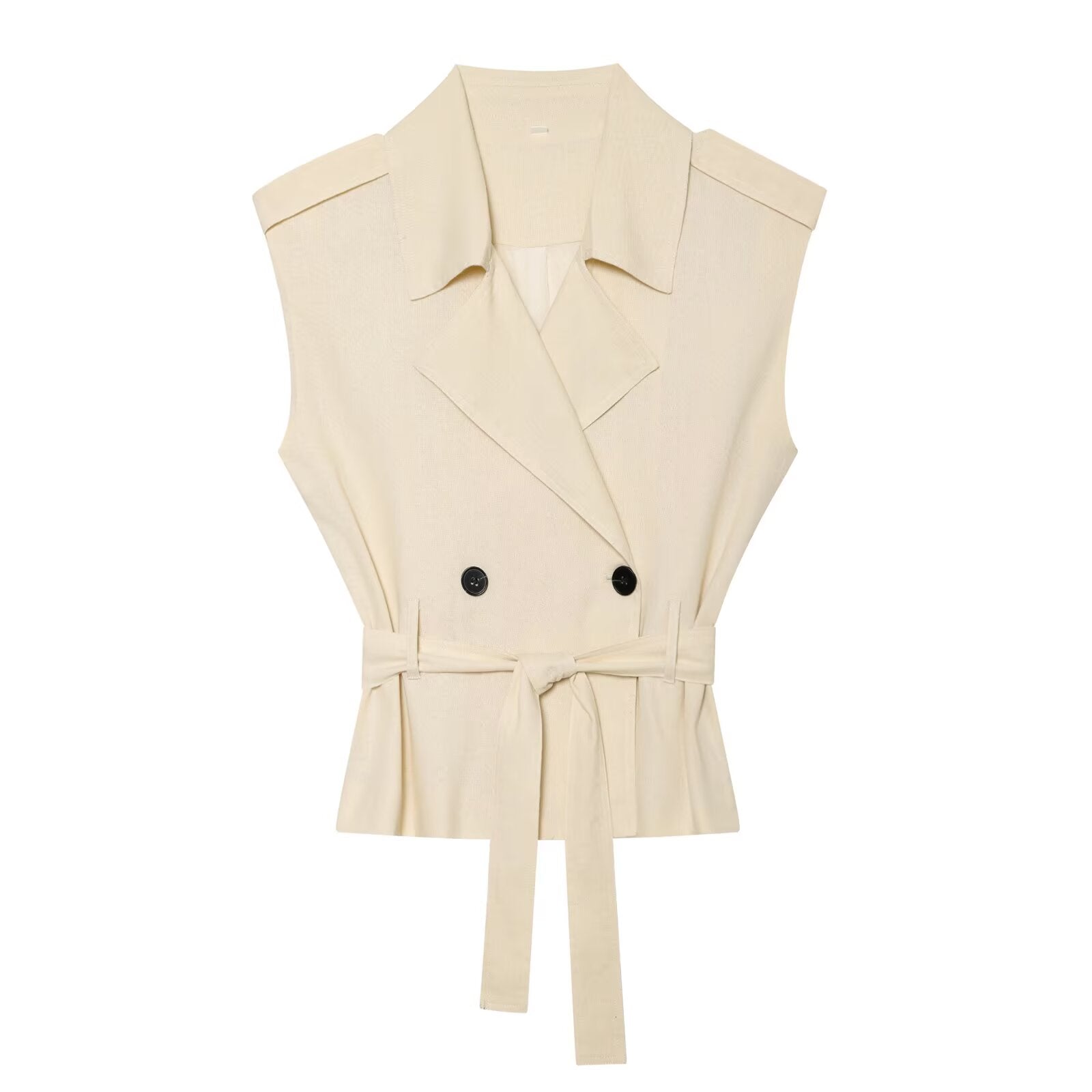 Women's with Belt sleeveless linen blend vest