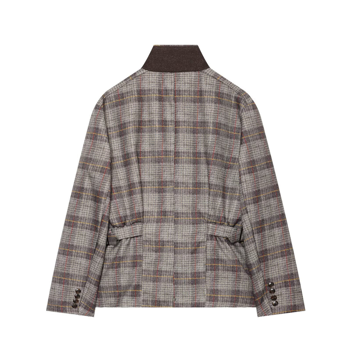 Women's straps decorative checkered Blazer Coat
