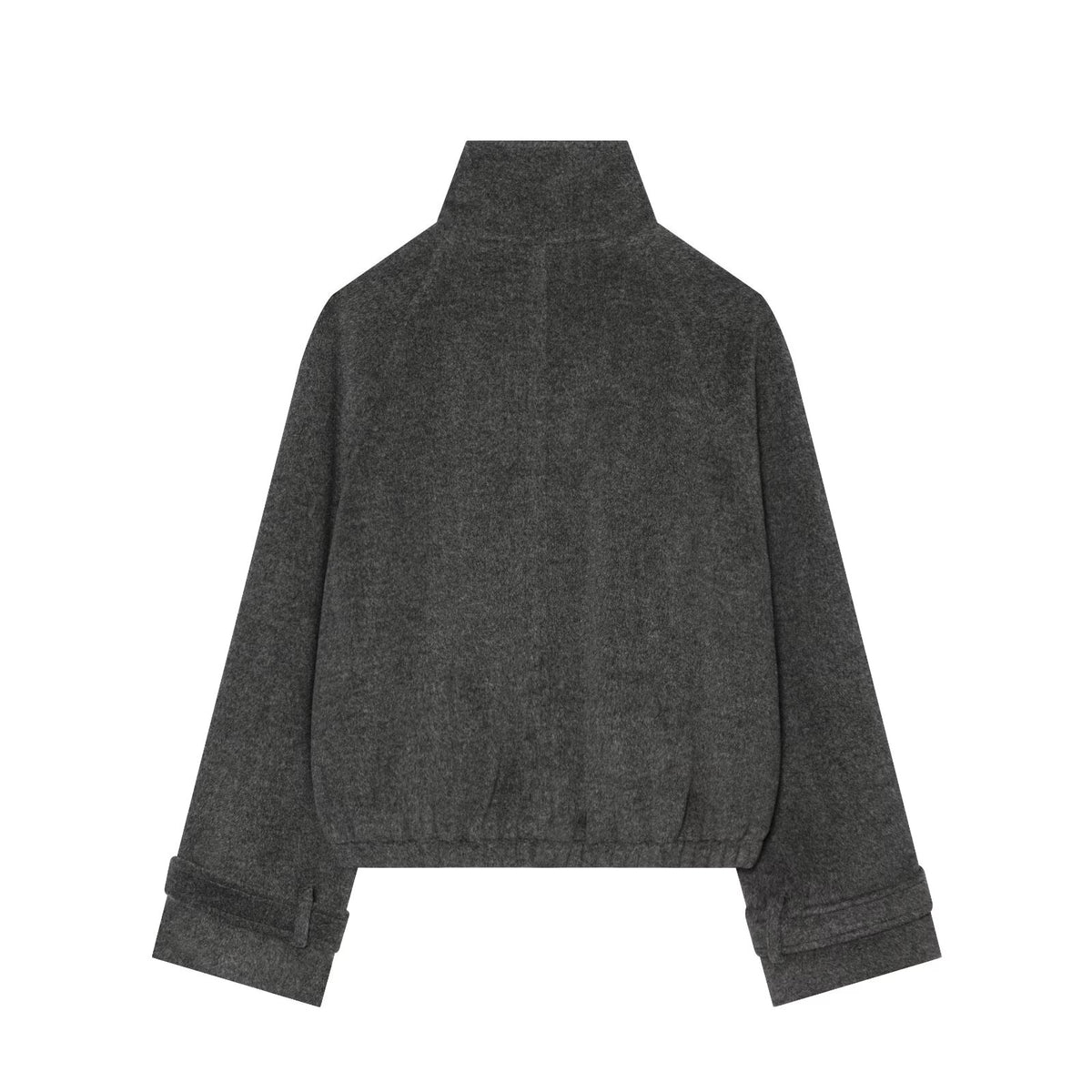 Women's standing collar double breasted woolen coat