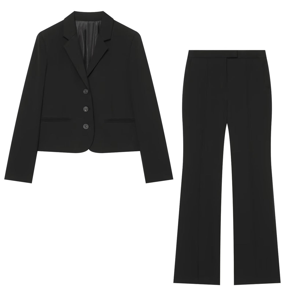 suit Women's 2 pieces short single breasted Blazer Coat+split flared pants