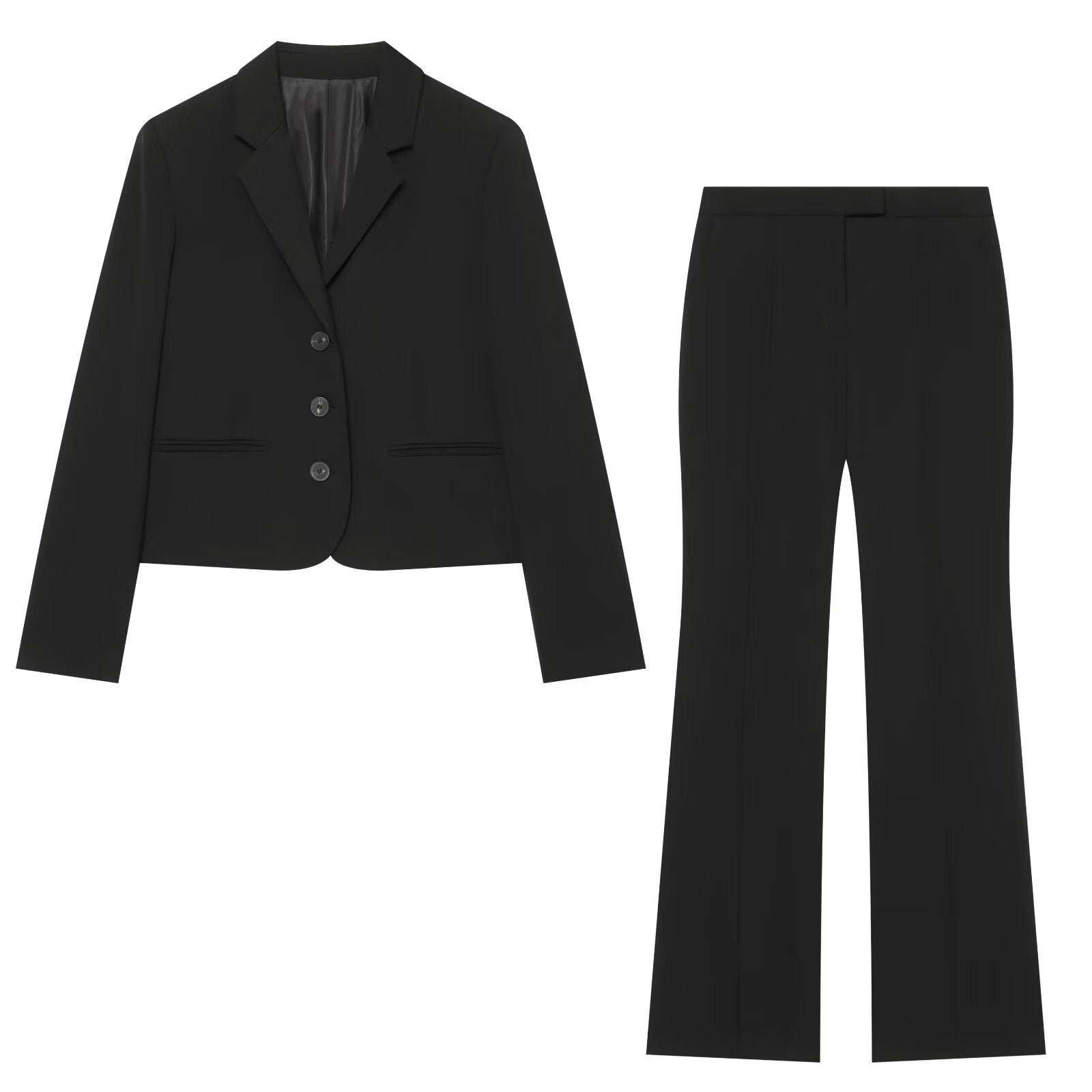 suit Women's 2 pieces short single breasted Blazer Coat+split flared pants