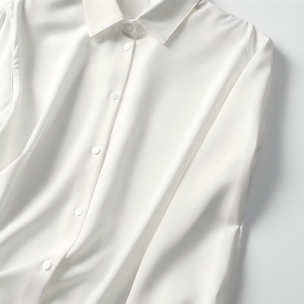 Women's loose satin textured long sleeved shirt