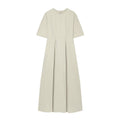 Women's pleated design poplin Midi dress